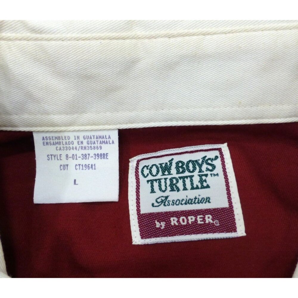 VTG Cowboys Turtle Association By Roper Mens Two-Tone Western Shirt Sz L Red & B - Picture 5 of 9